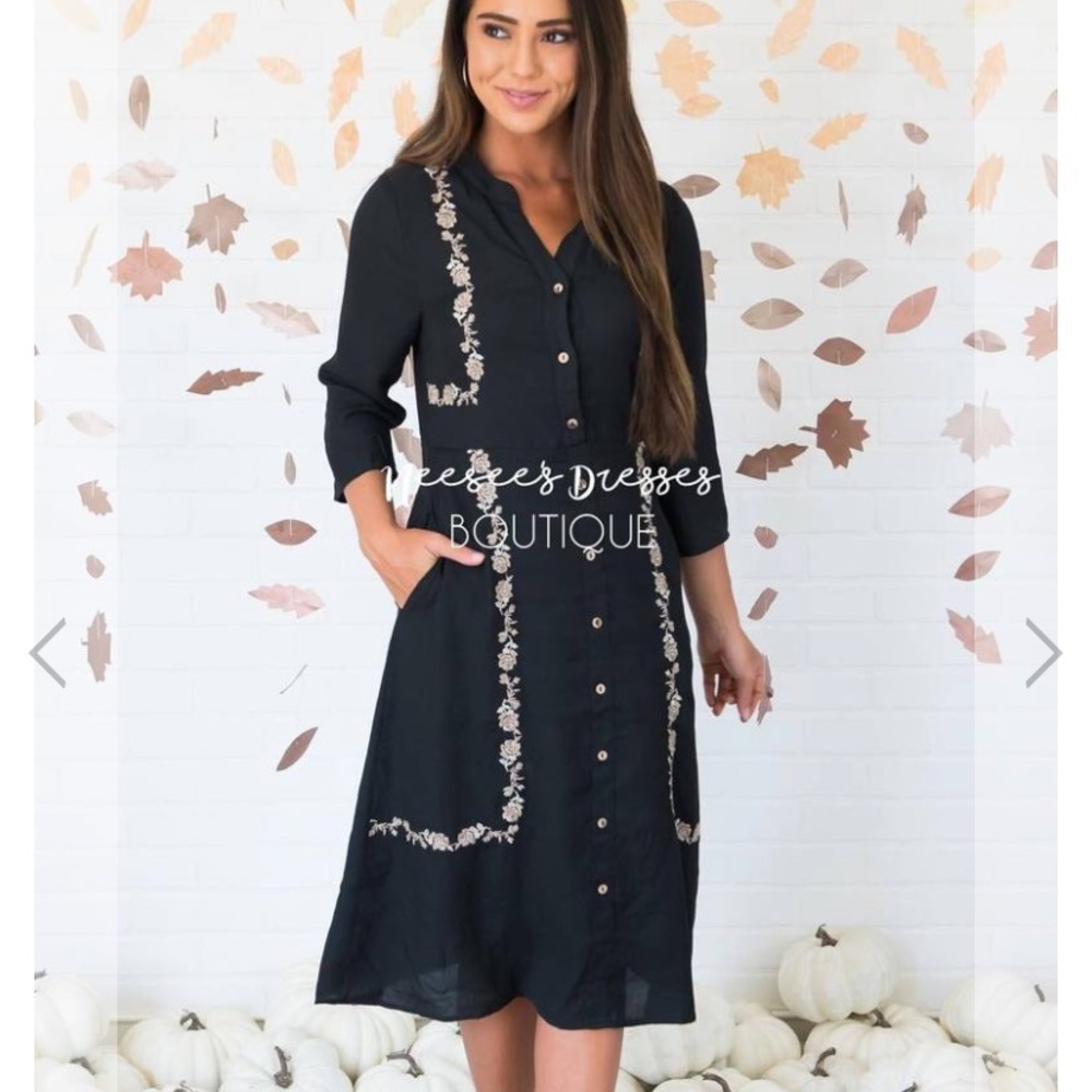 Black Embroidered Dress